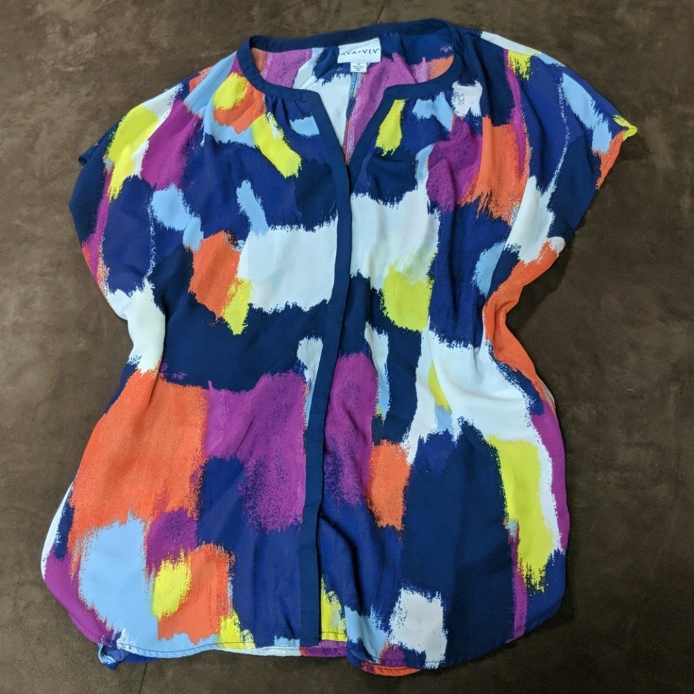 Multicolored Button Down Blouse